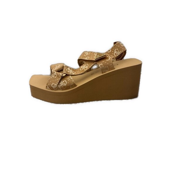 Guess Tan Quattro G Daysa Strappy Eva Wedge Sandals 8 - Picture 2 of 5
